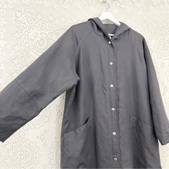 J. Jill Linen Hooded Long Jacket in Gray - Picture 4 of 10